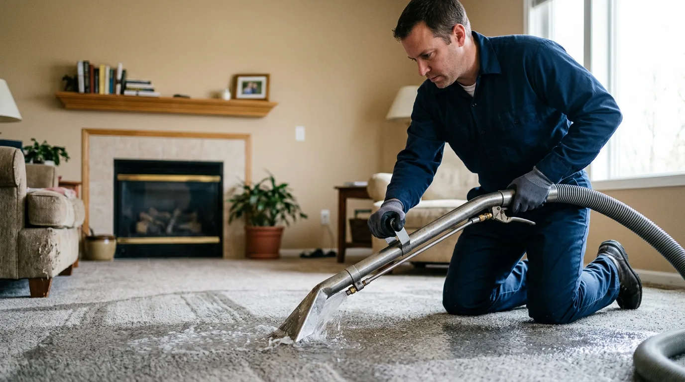 Water damage restoration technician working near Hartford, KS